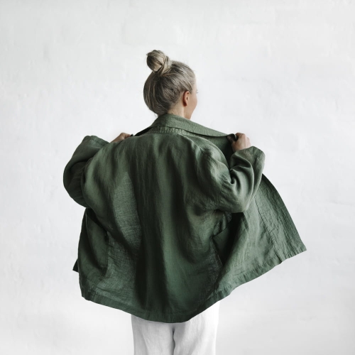 Lniana kurtka khaki