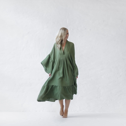 Lniana sukienka Sea khaki
