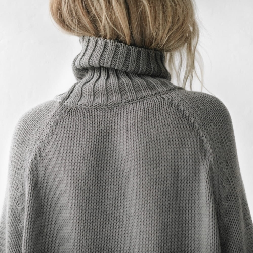 Sweter 100% bawełna golf szary