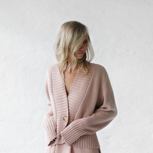 Sweter 100% bawełna rozpinany różowy