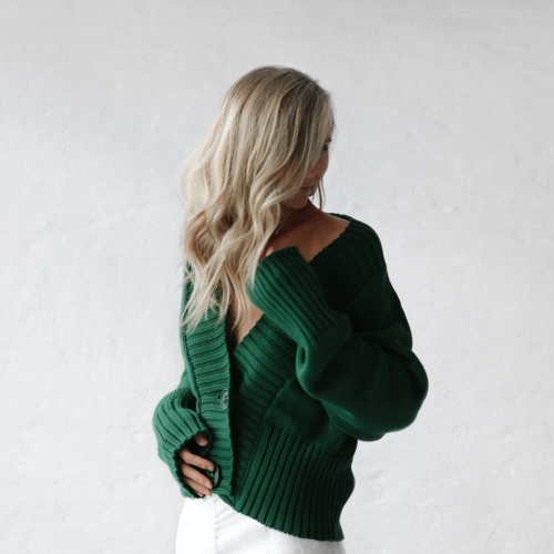 Sweter 100% bawełna rozpinany zielony