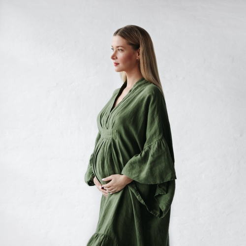 Lniana sukienka Sea khaki