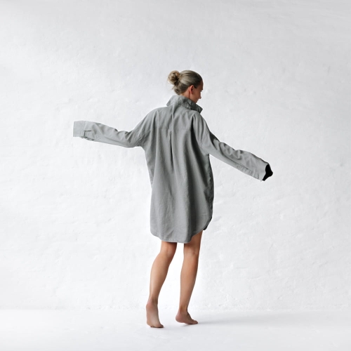 Lniana koszula oversize szara
