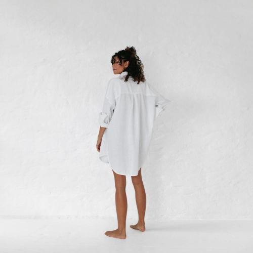 Lniana koszula oversize biała