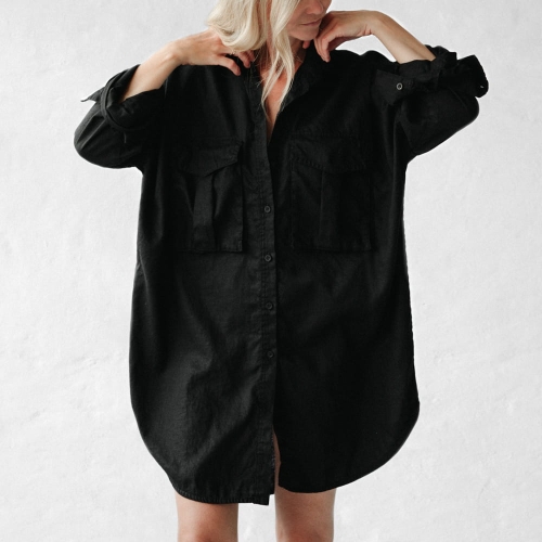 Lniana koszula oversize czarna