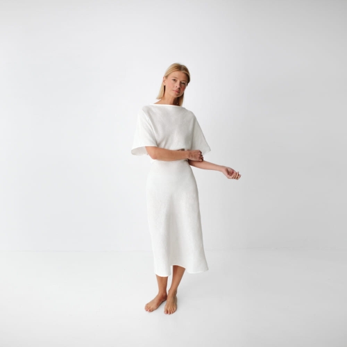 Sukienka lniana Nako biała