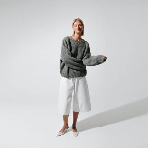 100% MERINO sweter szary