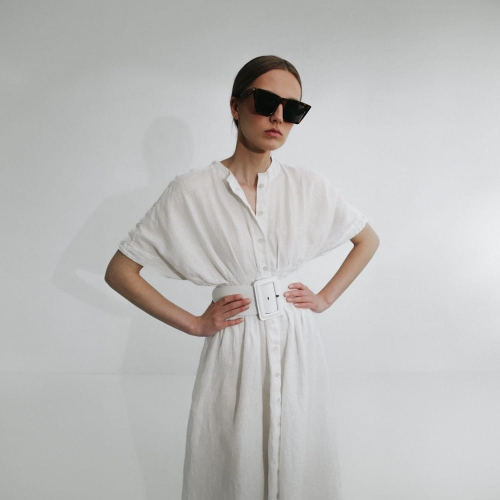 Lniana sukienka Salvia ivory S/M OUTLET